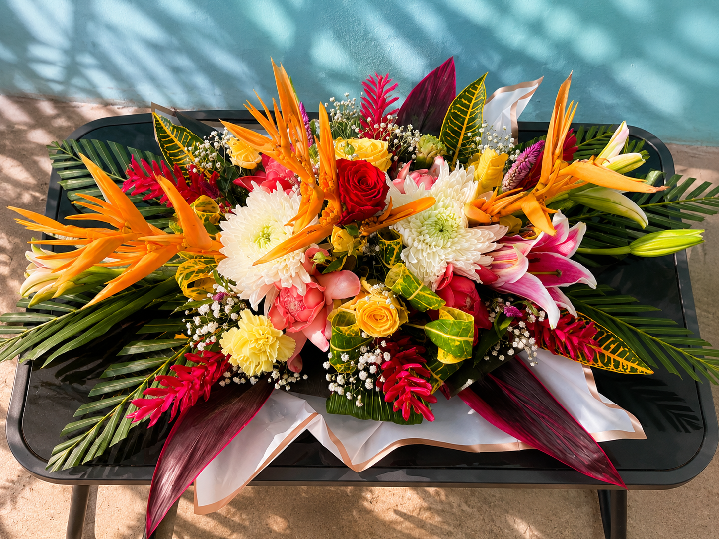 Mtsangamouji Prestige — bouquet de fleurs exotiques créé à Mayotte par Foulera.yt